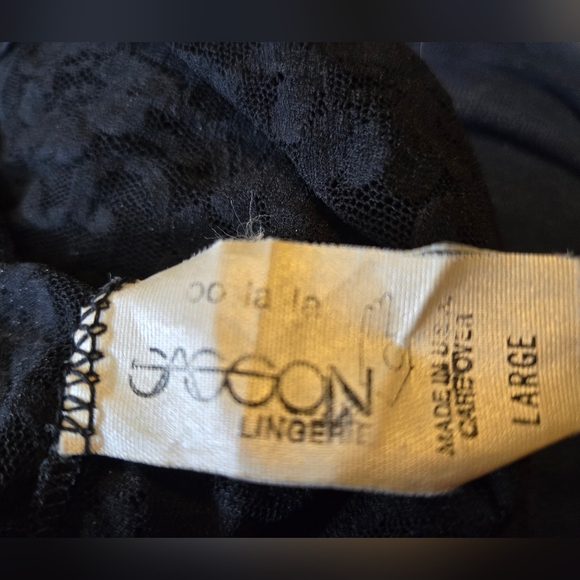 Sasson Oh La La Ladies Black Lace Nighty BabyDoll Lingerie SideSlit Bow Sz Large - Picture 11 of 13